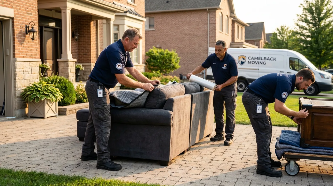 Large estate moving crew wrapping furniture in Comanche, TX